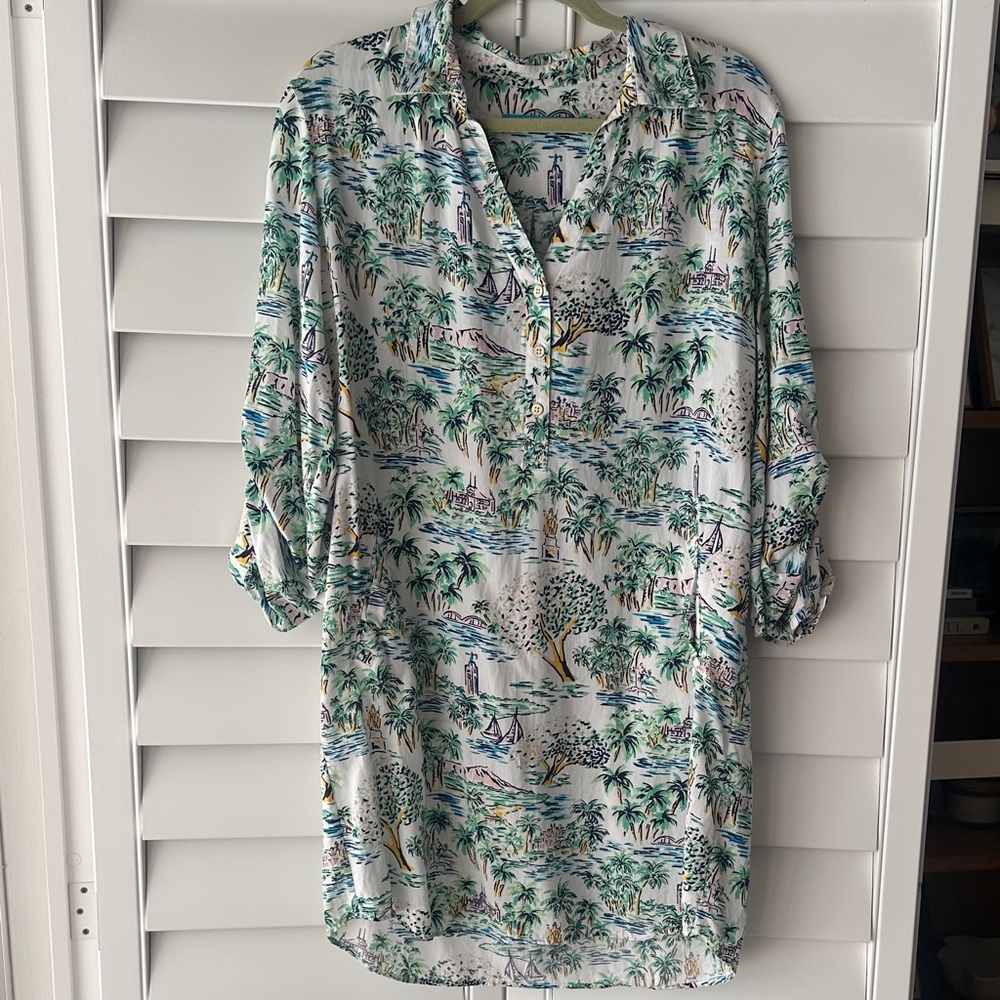 Tori Richard Hawaiian print shirt dress with pockets